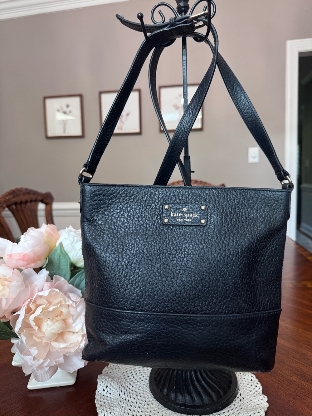 Kate Spade Bay Street Cora Black Pebbled Leather Crossbody Bag